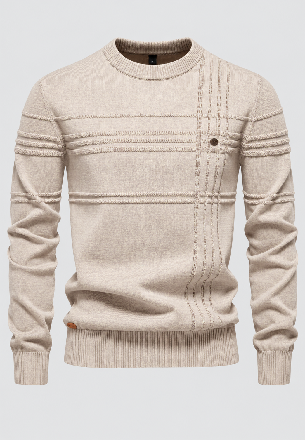 Jersey hombre cuello redondo punto estructura cuadros - Simon