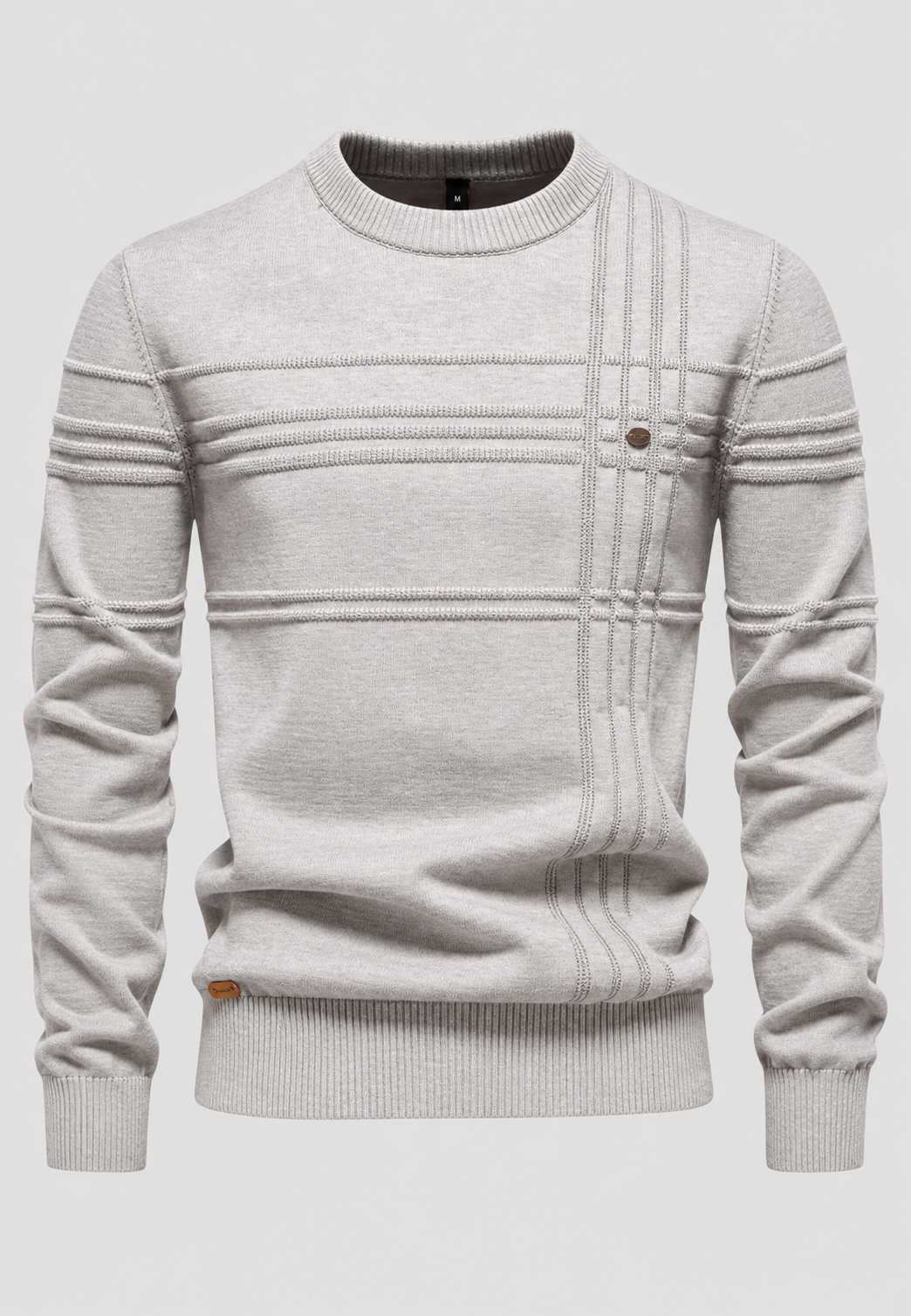 Jersey hombre cuello redondo punto estructura cuadros - Simon