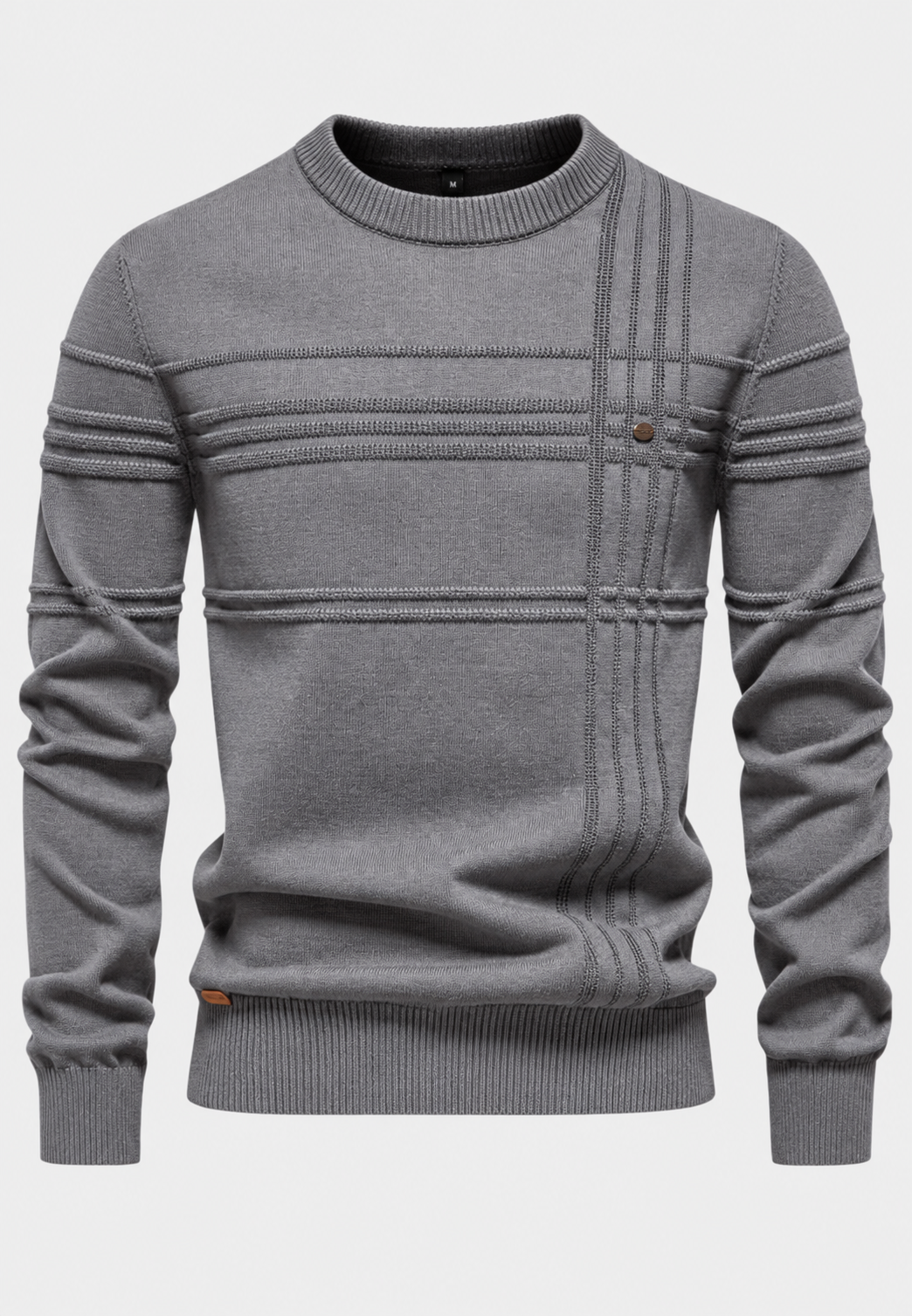 Jersey hombre cuello redondo punto estructura cuadros - Simon