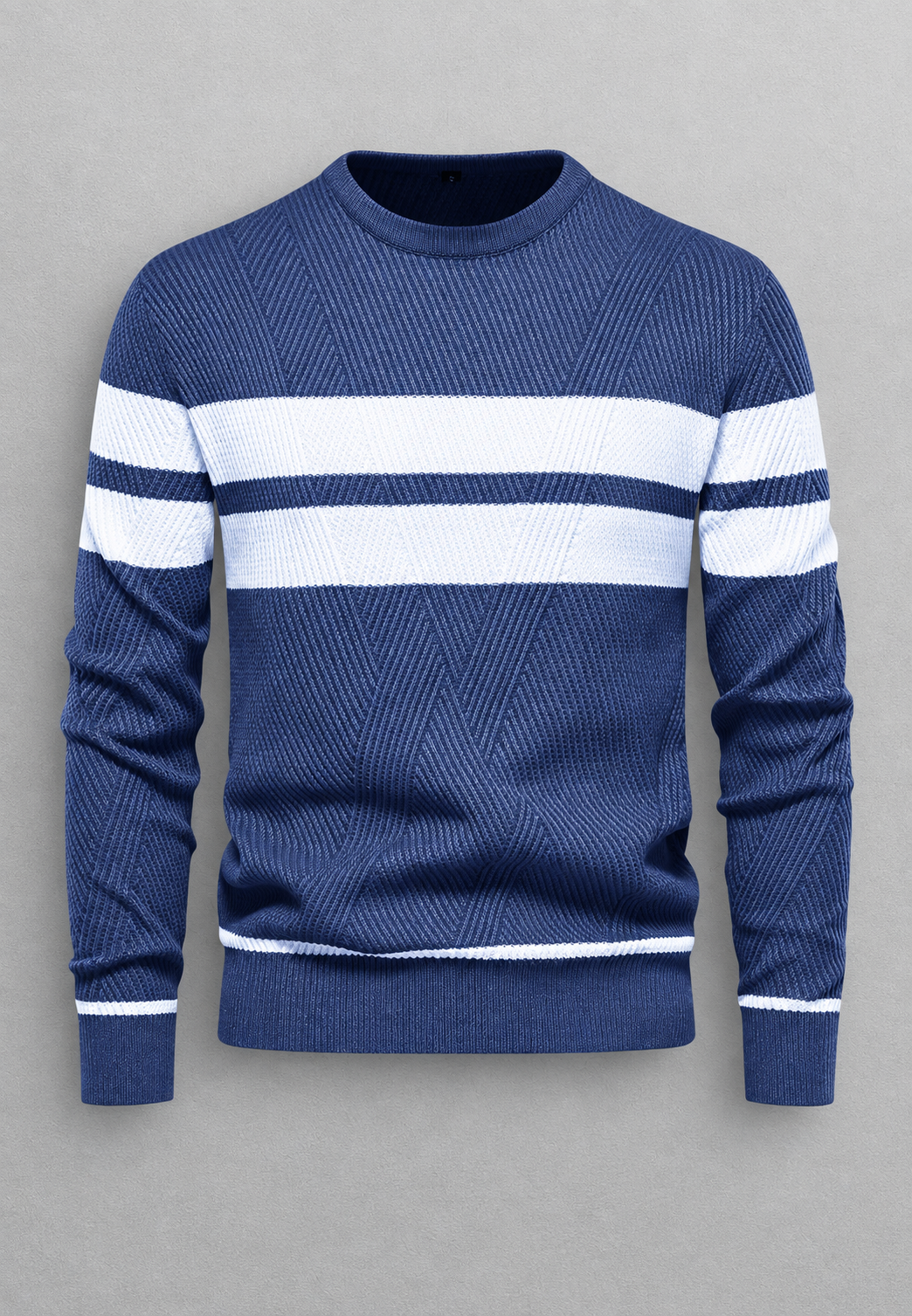 Jersey hombre cuello redondo rayas punto texturizado - Tobias