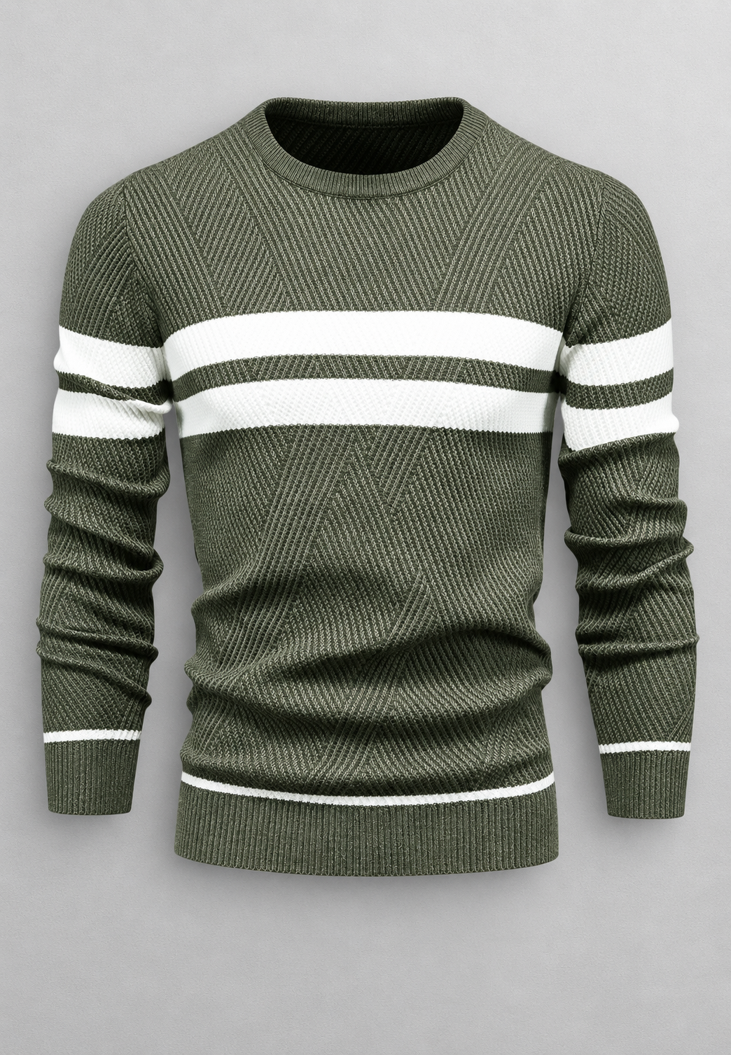 Jersey hombre cuello redondo rayas punto texturizado - Tobias