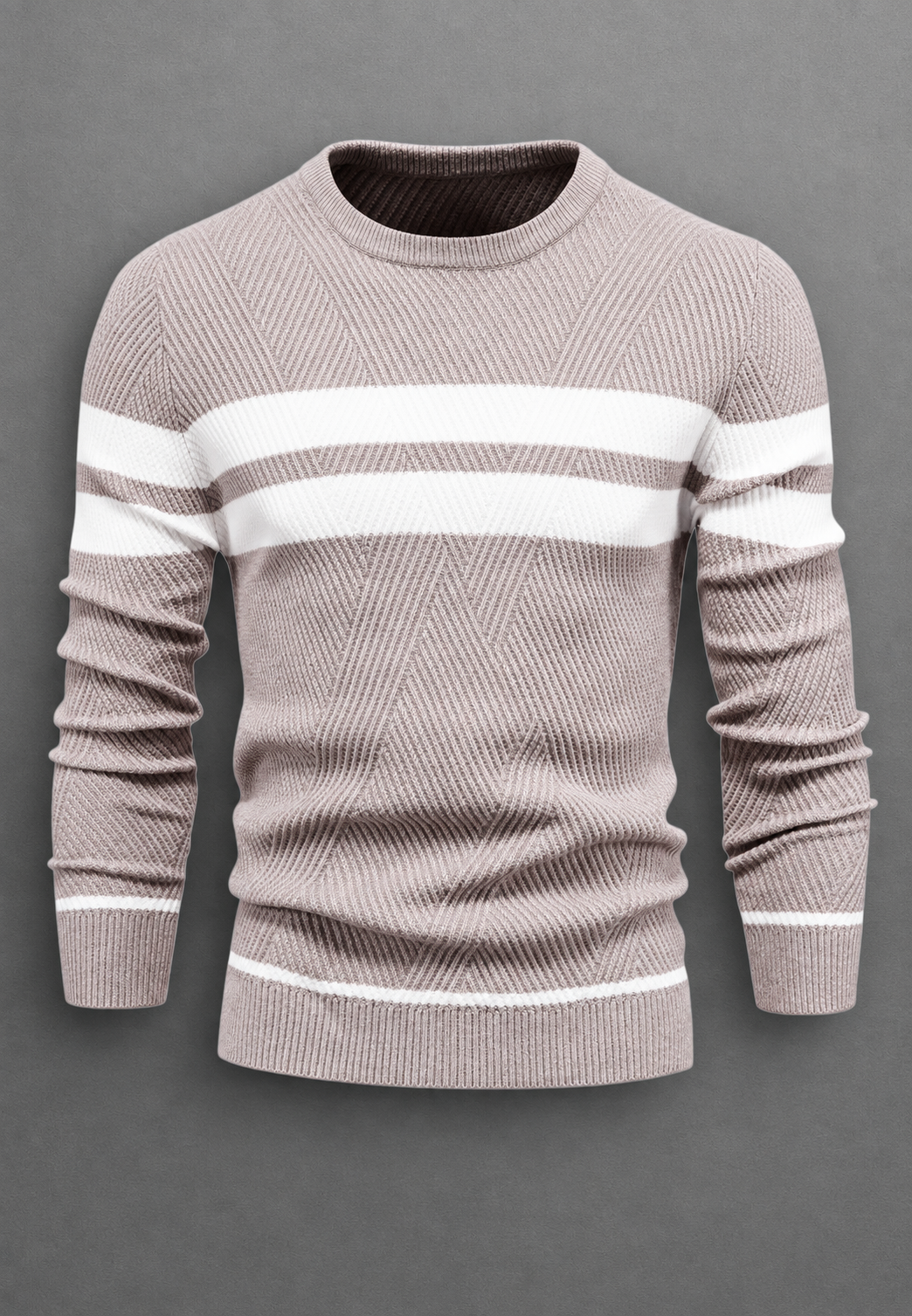 Jersey hombre cuello redondo rayas punto texturizado - Tobias