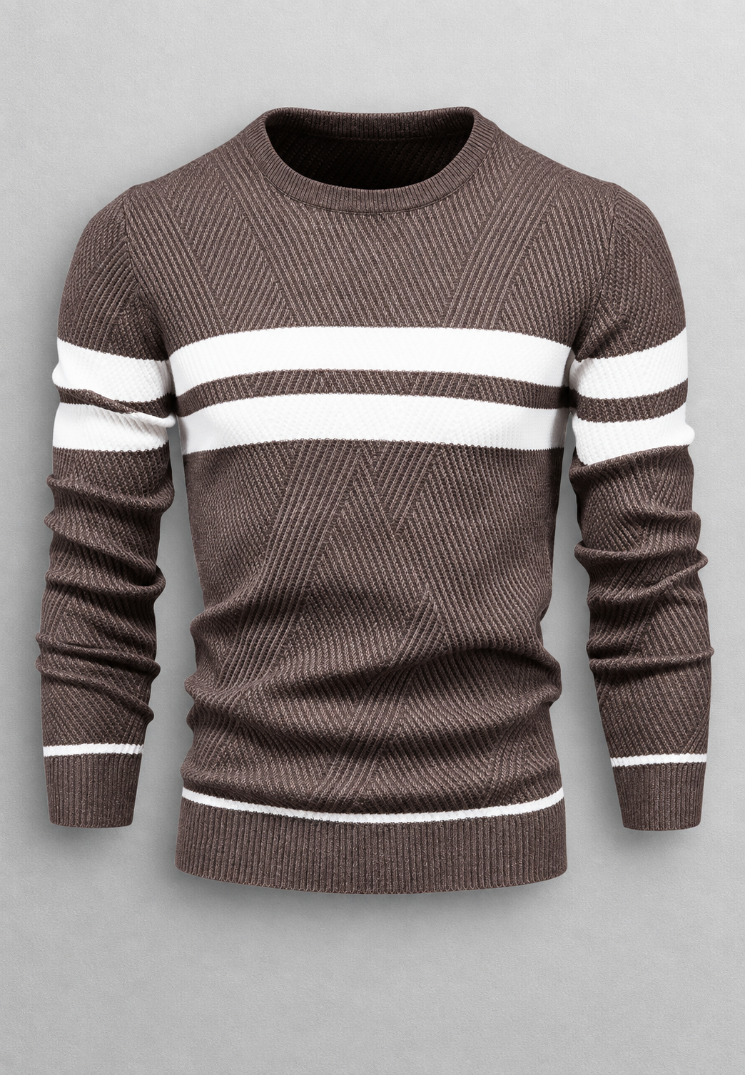 Jersey hombre cuello redondo rayas punto texturizado - Tobias