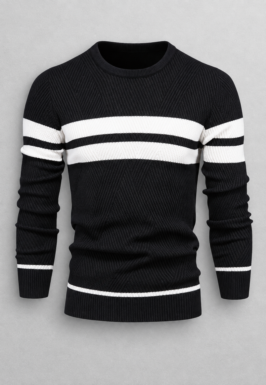 Jersey hombre cuello redondo rayas punto texturizado - Tobias