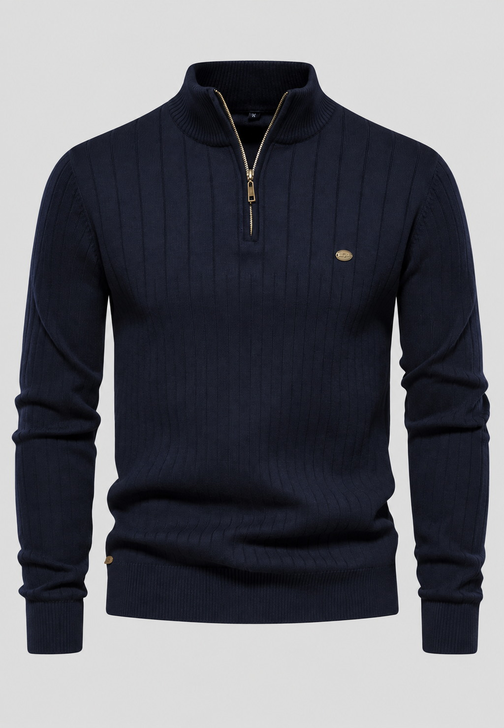 Jersey hombre media cremallera cuello alto canalé - Mikkel