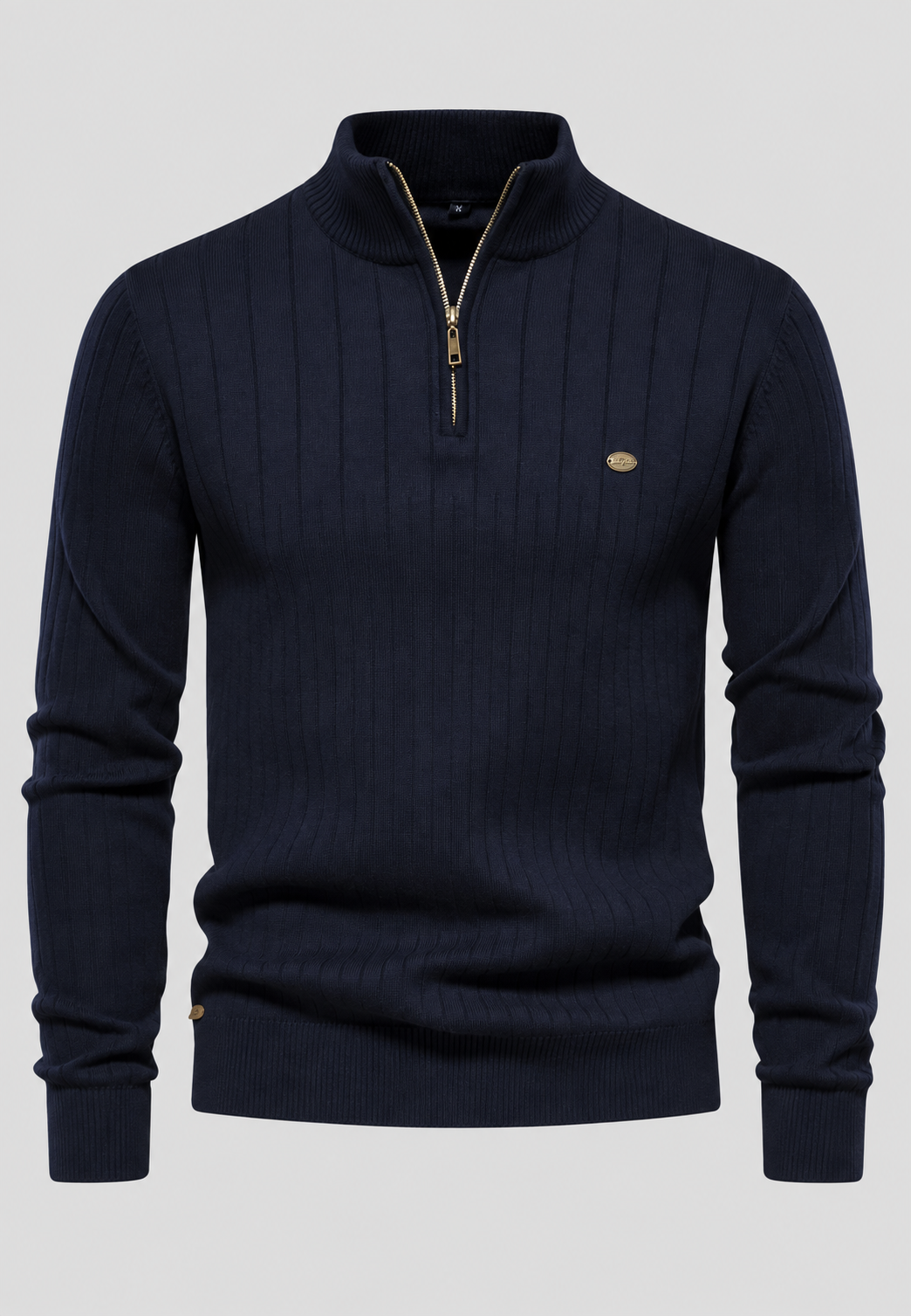 Jersey hombre media cremallera cuello alto canalé - Mikkel