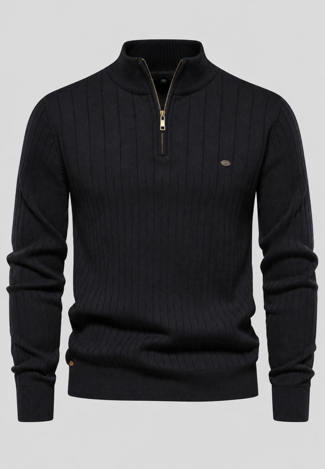 Jersey hombre media cremallera cuello alto canalé - Mikkel