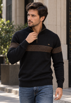 Jersey hombre media cremallera cuello alto franja geométrica - Nolan