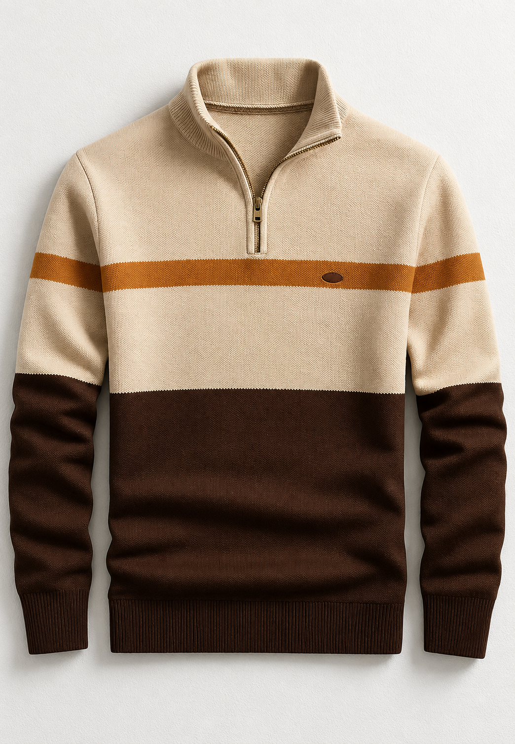 Jersey hombre media cremallera cuello alto franjas horizontales - Auden