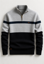Jersey hombre media cremallera cuello alto franjas horizontales - Auden