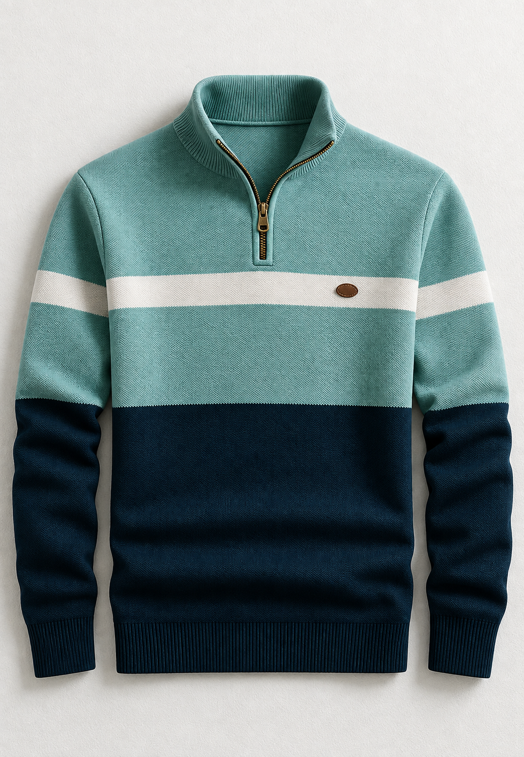 Jersey hombre media cremallera cuello alto franjas horizontales - Auden
