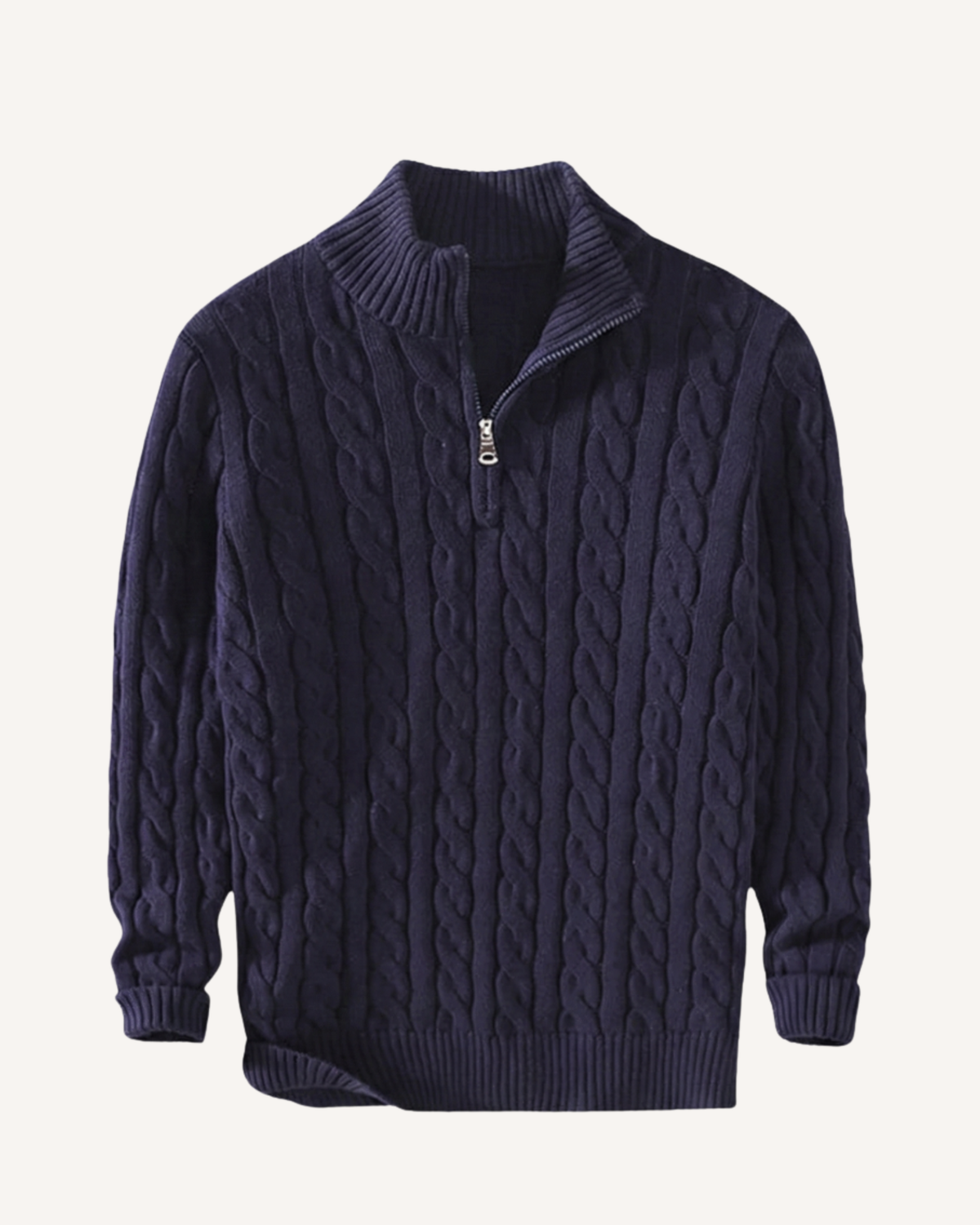 Jersey hombre media cremallera cuello alto punto trenzado - Moritz