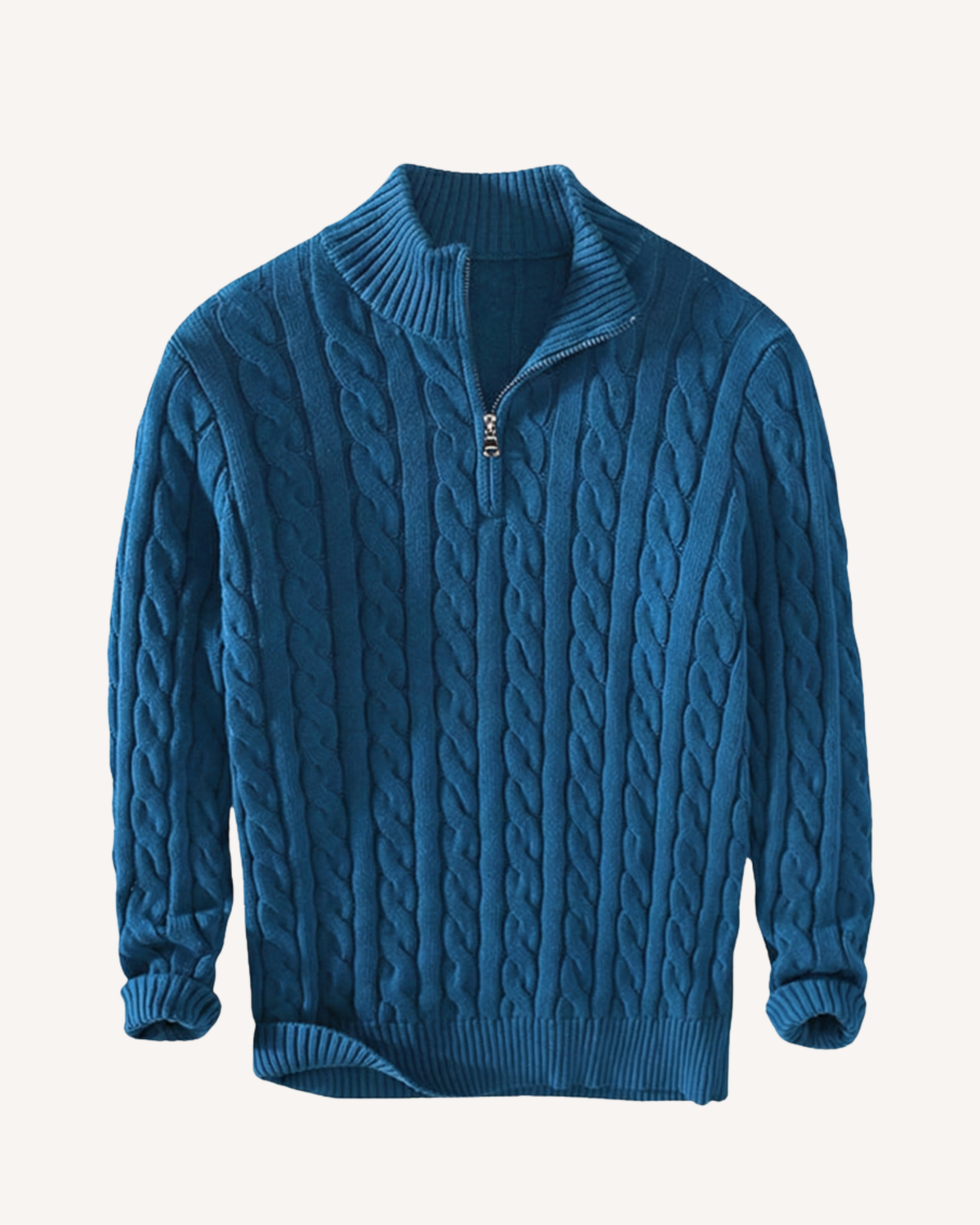 Jersey hombre media cremallera cuello alto punto trenzado - Moritz