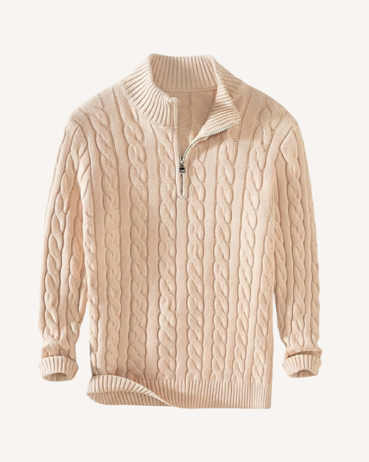 Jersey hombre media cremallera cuello alto punto trenzado - Moritz