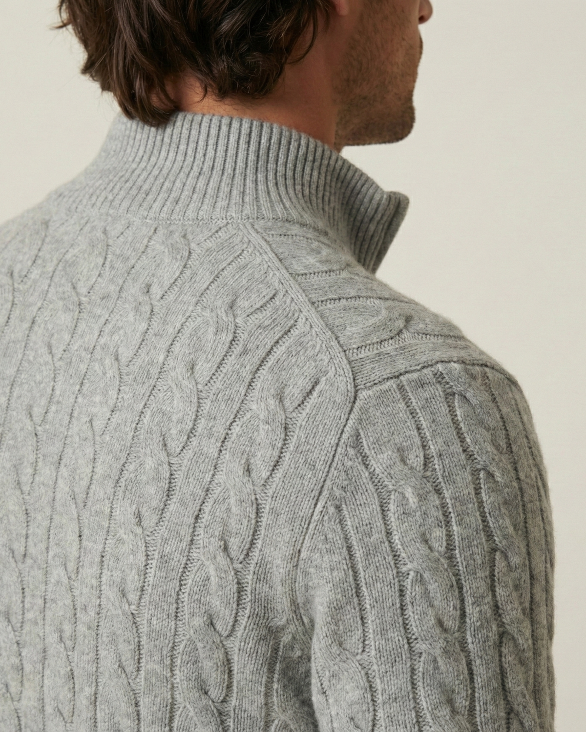 Jersey hombre media cremallera cuello alto punto trenzado - Moritz