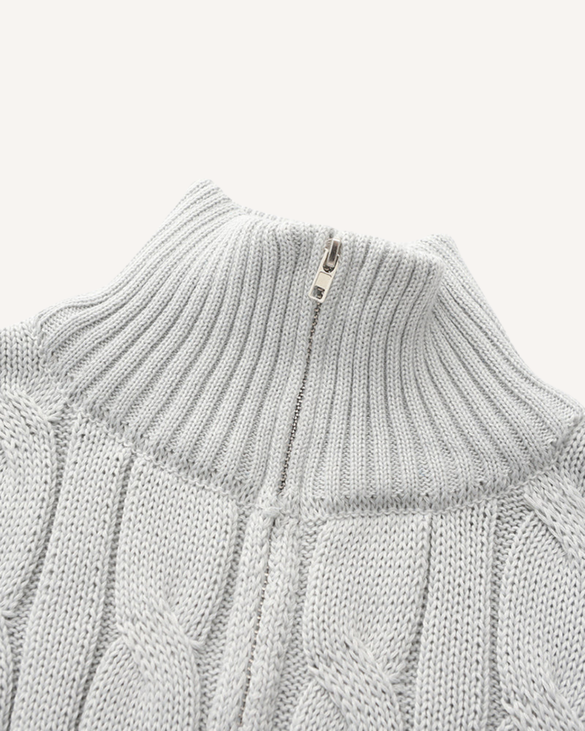 Jersey hombre media cremallera cuello alto punto trenzado - Moritz