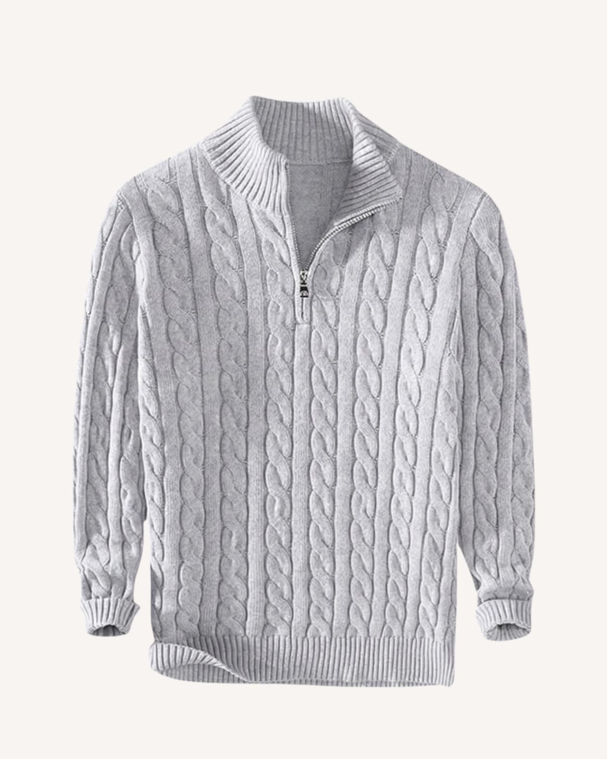 Jersey hombre media cremallera cuello alto punto trenzado - Moritz