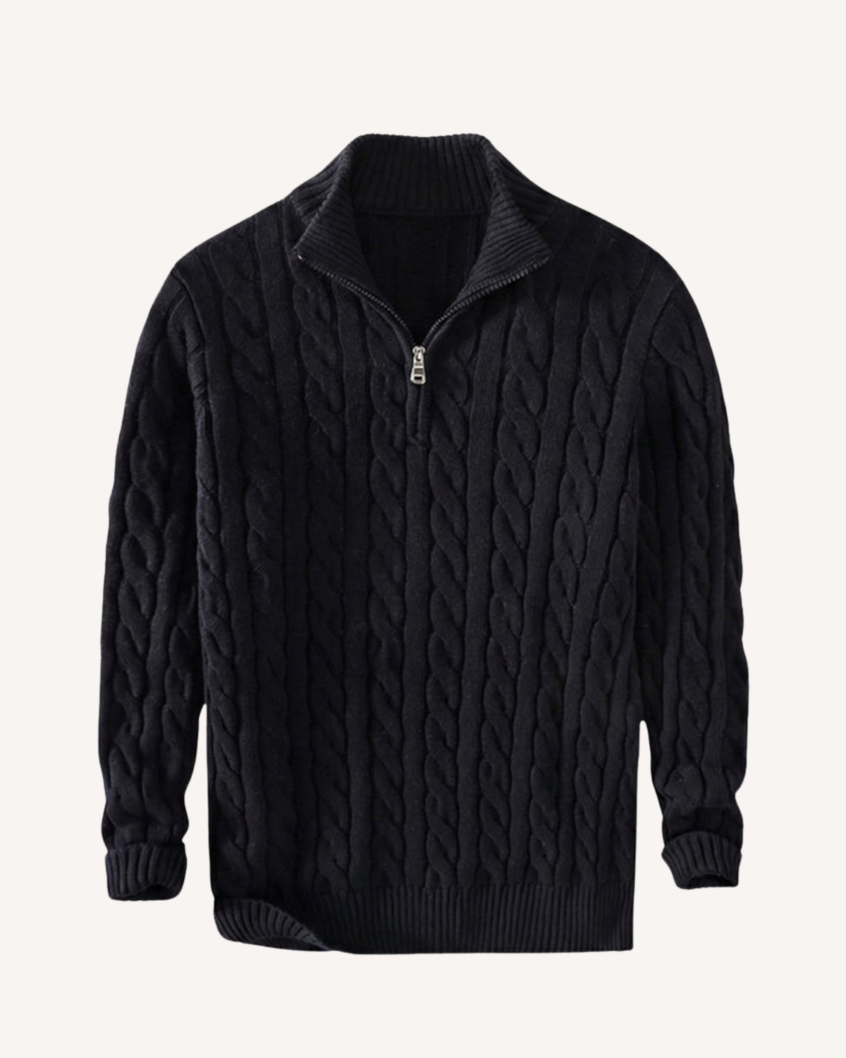 Jersey hombre media cremallera cuello alto punto trenzado - Moritz
