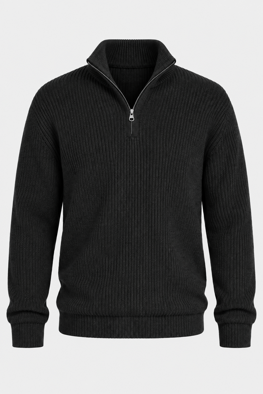 Jersey hombre media cremallera punto acanalado cuello alto - Stellan