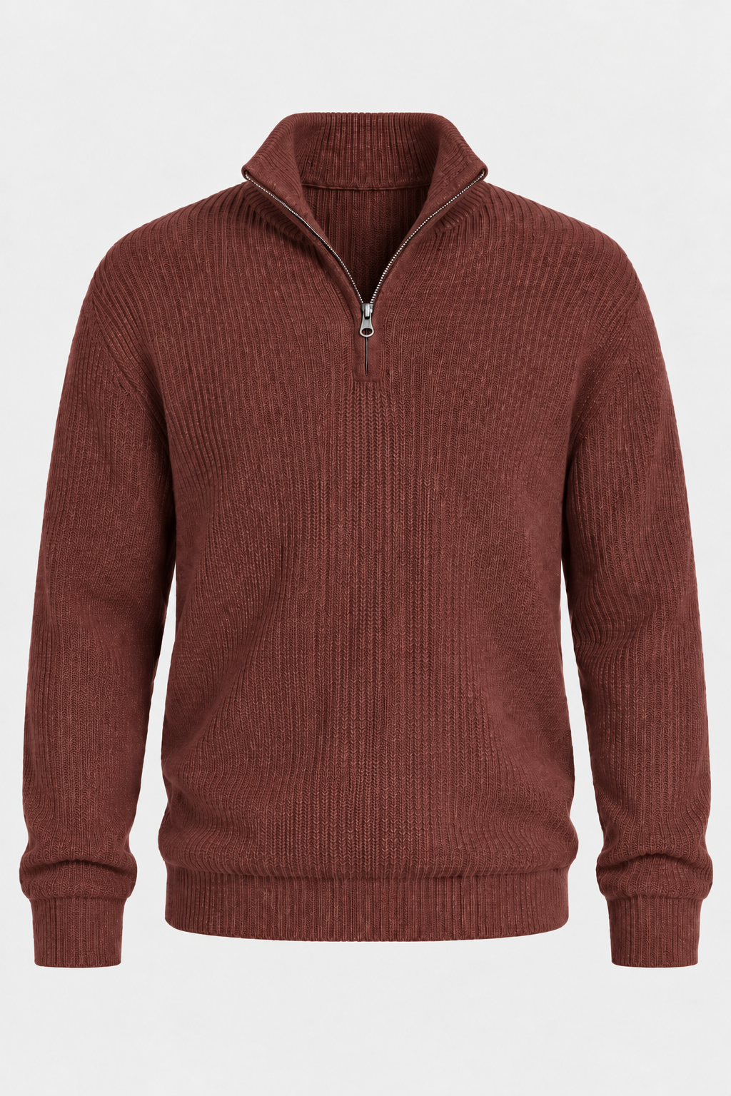 Jersey hombre media cremallera punto acanalado cuello alto - Stellan