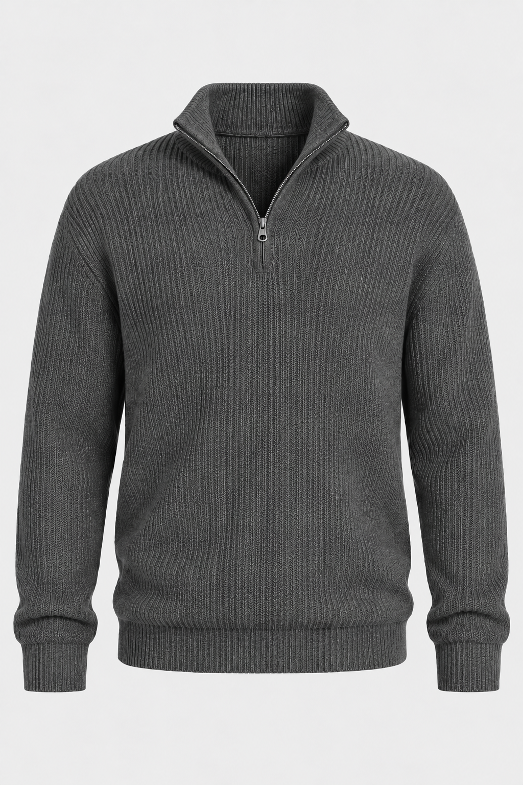 Jersey hombre media cremallera punto acanalado cuello alto - Stellan