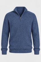Jersey hombre media cremallera punto acanalado cuello alto - Stellan
