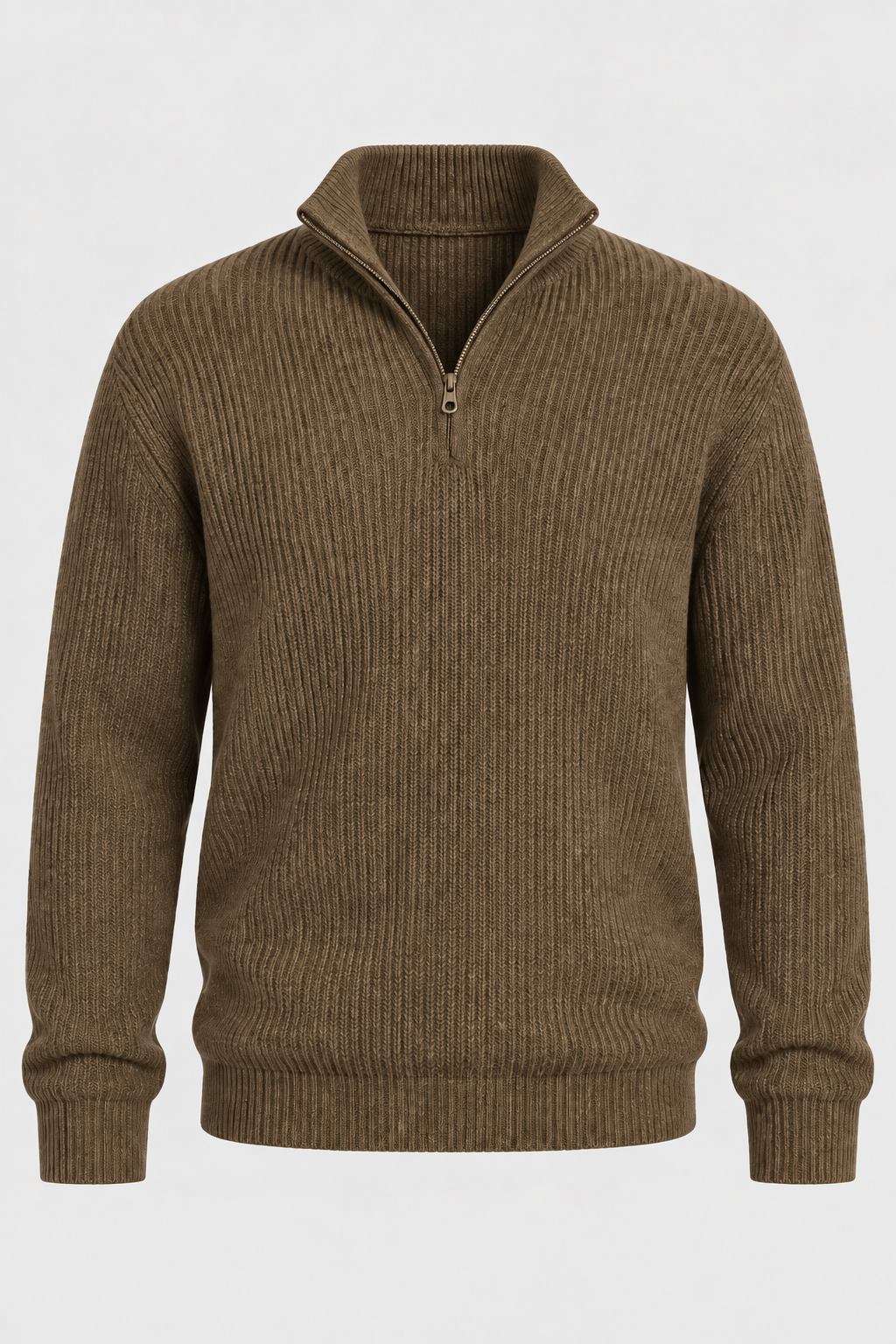 Jersey hombre media cremallera punto acanalado cuello alto - Stellan