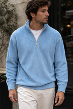 Jersey hombre media cremallera textura acanalada - Leander