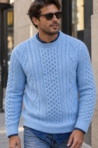 Jersey hombre punto trenzado cuello redondo manga larga - Bastien