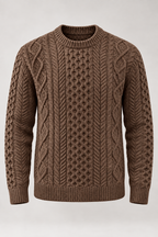 Jersey hombre punto trenzado cuello redondo manga larga - Bastien