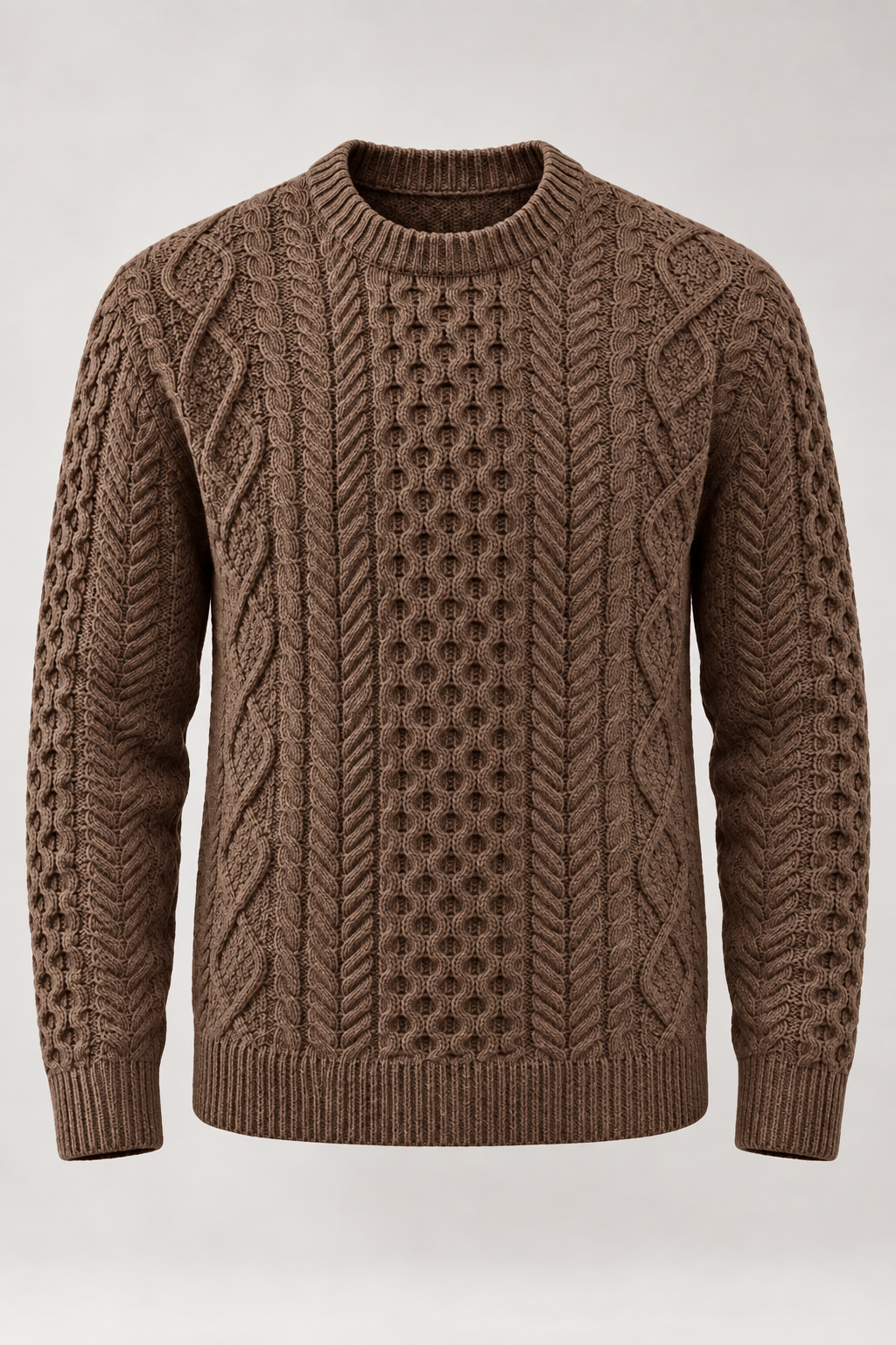 Jersey hombre punto trenzado cuello redondo manga larga - Bastien