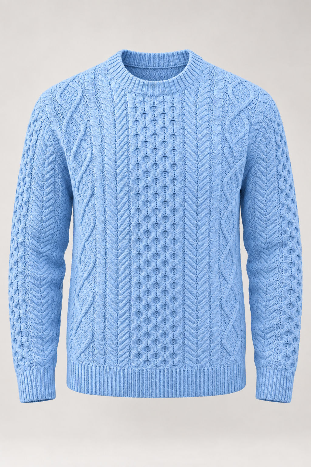 Jersey hombre punto trenzado cuello redondo manga larga - Bastien
