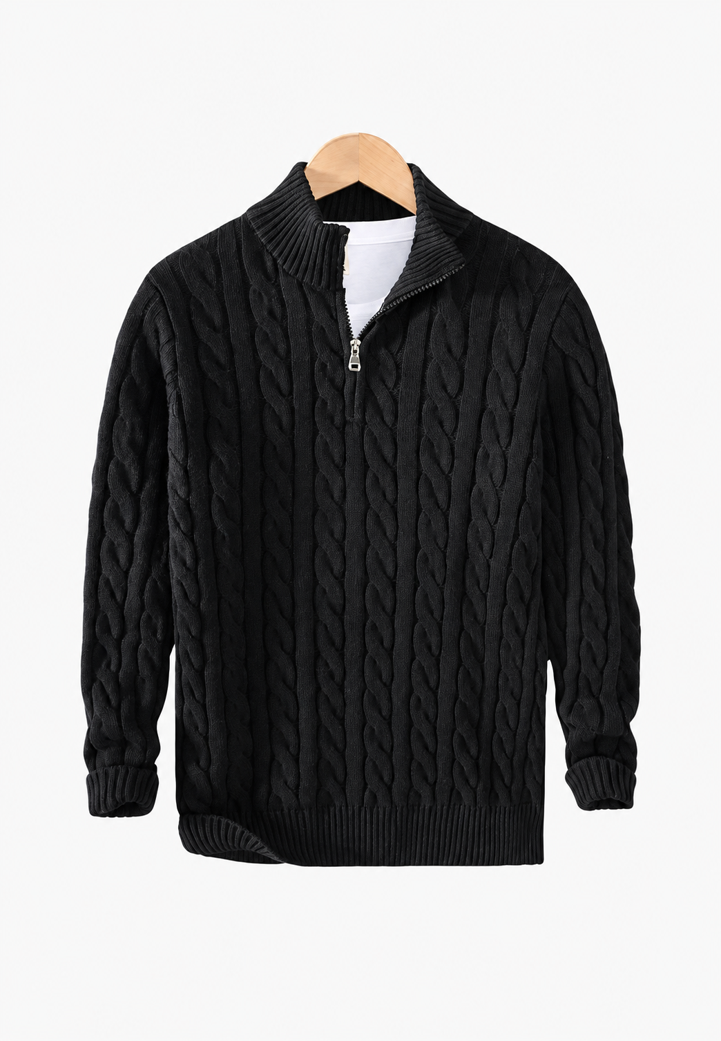 Jersey de punto trenzado con media cremallera - Anselme