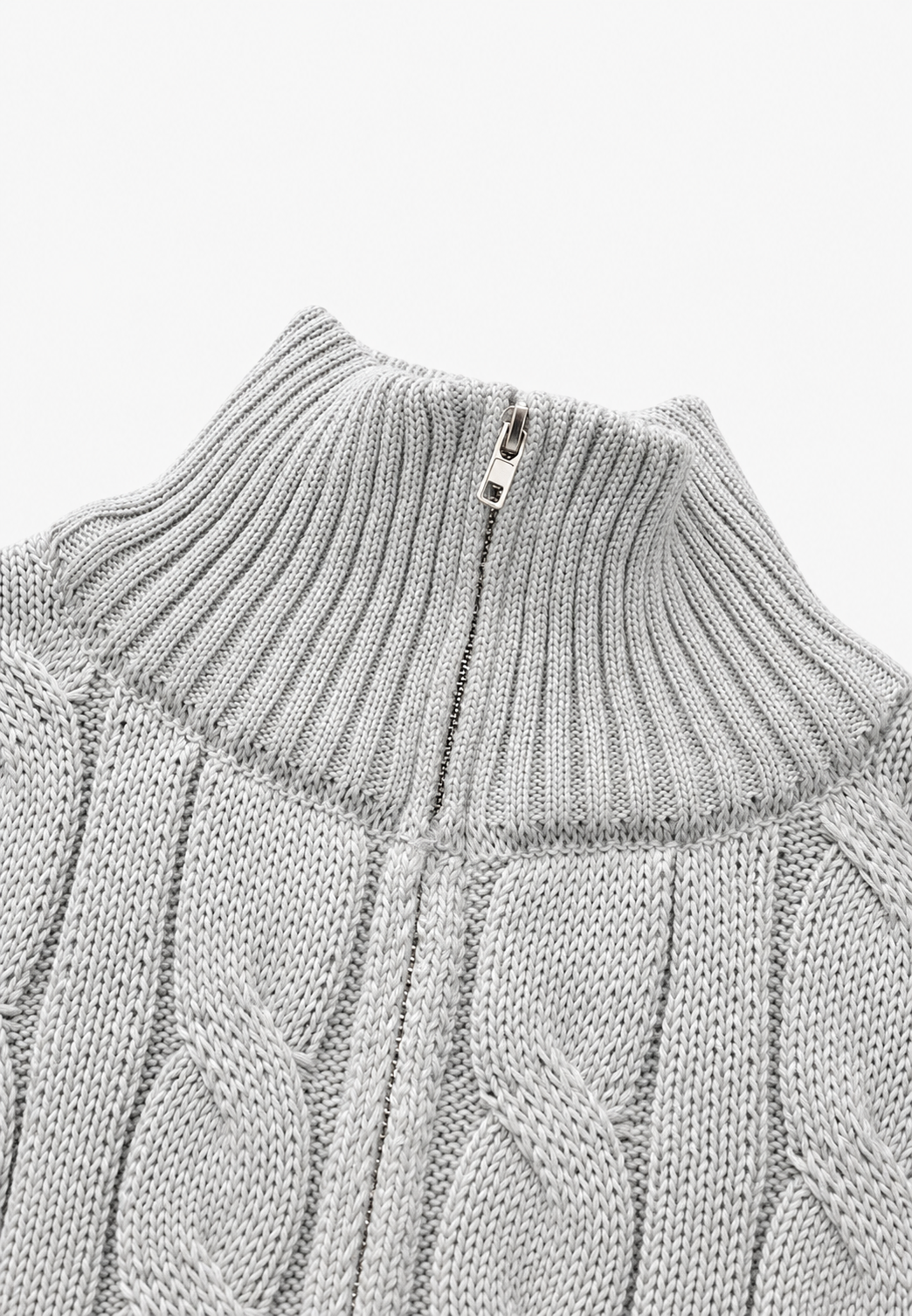 Jersey de punto trenzado con media cremallera - Anselme