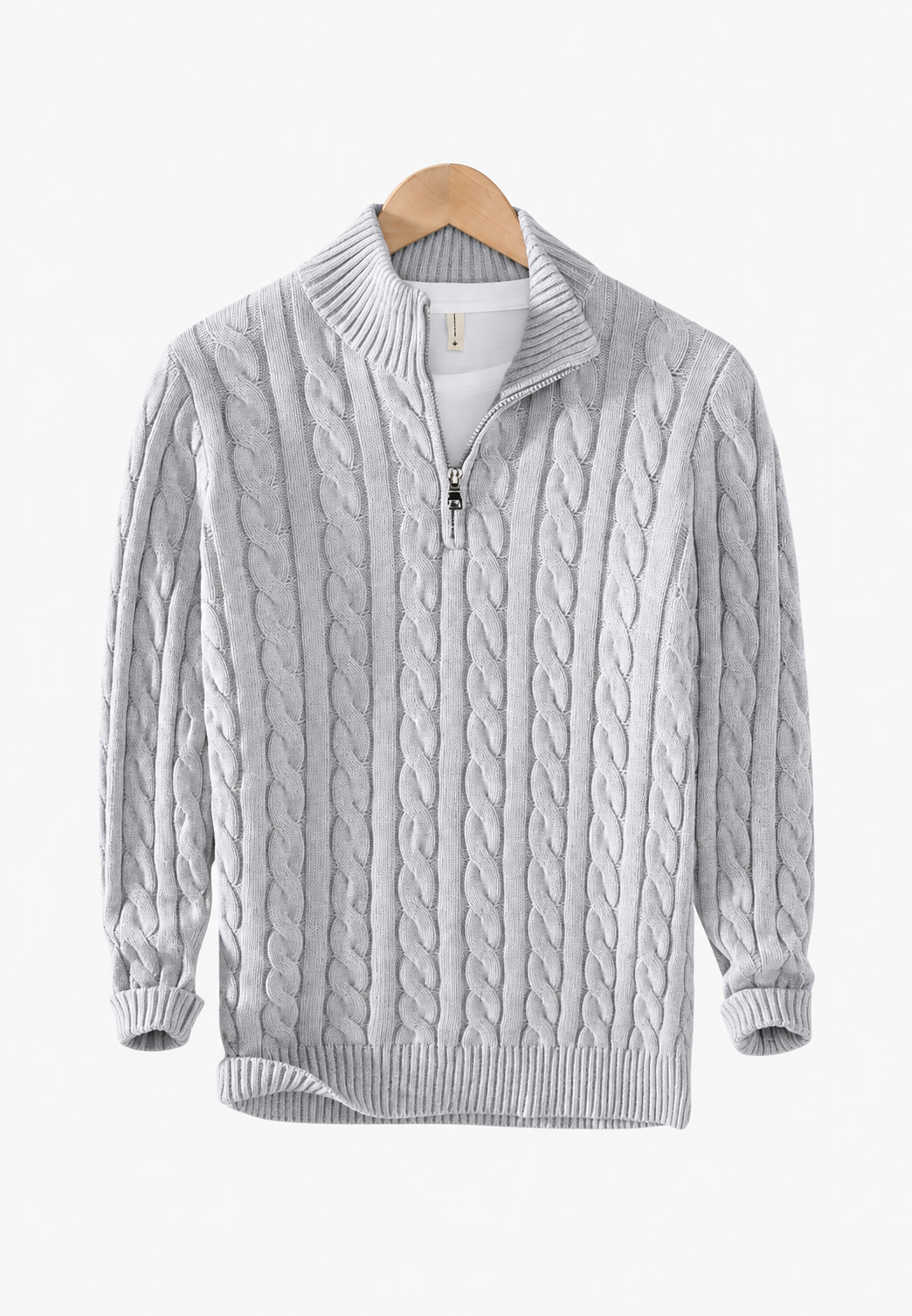 Jersey de punto trenzado con media cremallera - Anselme