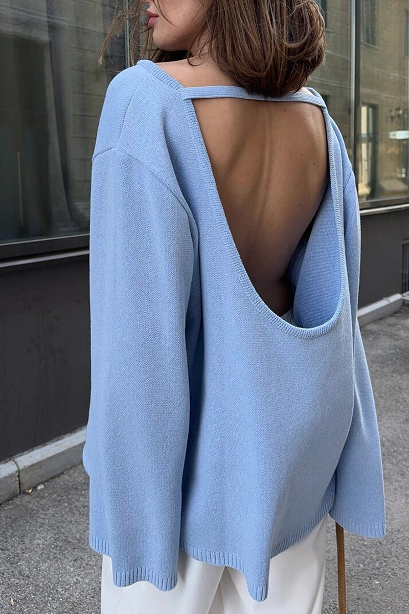 Jersey mujer oversize espalda abierta manga larga - Mireya