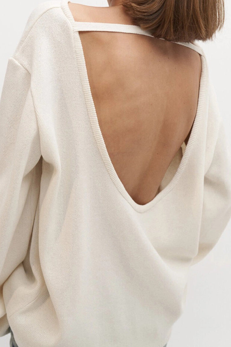 Jersey mujer oversize espalda abierta manga larga - Mireya