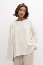 Jersey mujer oversize espalda abierta manga larga - Mireya
