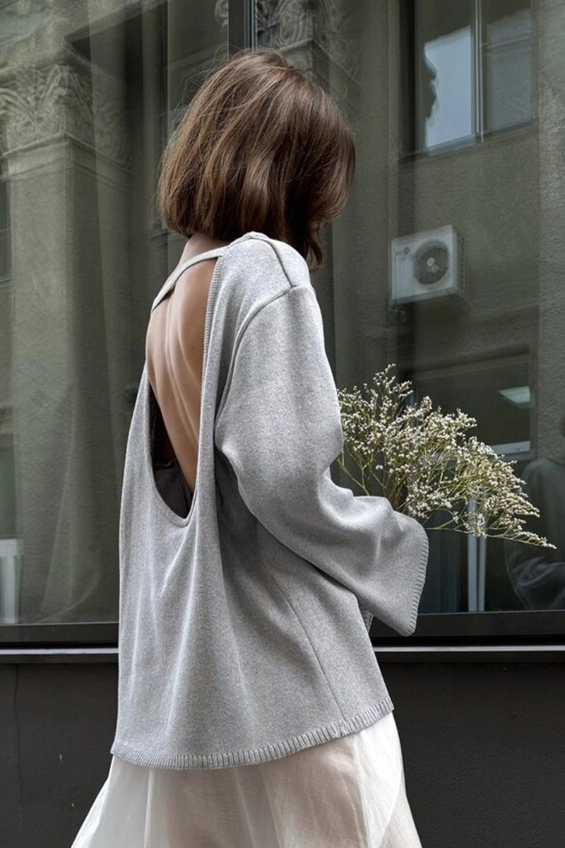 Jersey mujer oversize espalda abierta manga larga - Mireya