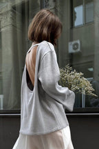 Jersey mujer oversize espalda abierta manga larga - Mireya