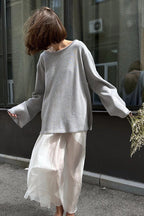 Jersey mujer oversize espalda abierta manga larga - Mireya
