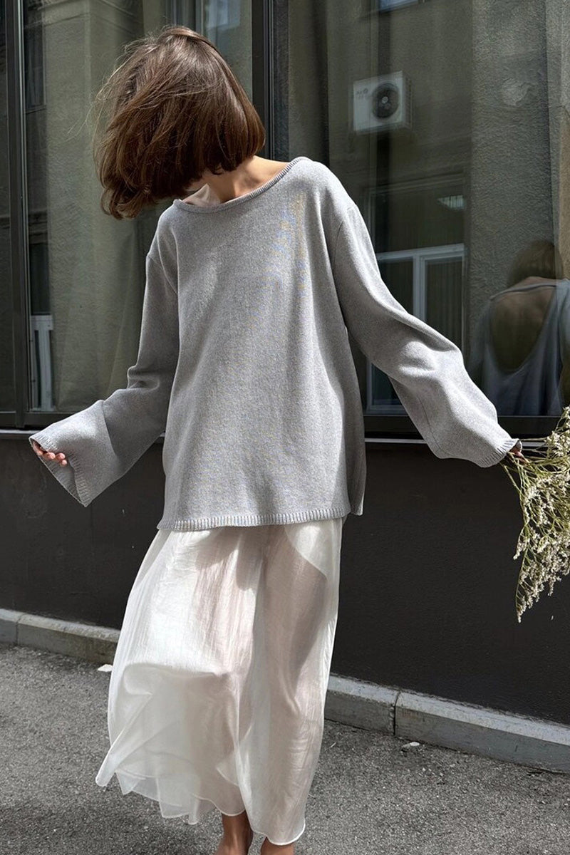 Jersey mujer oversize espalda abierta manga larga - Mireya