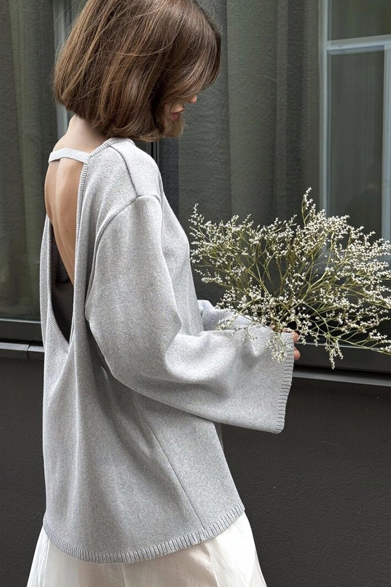 Jersey mujer oversize espalda abierta manga larga - Mireya