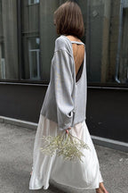 Jersey mujer oversize espalda abierta manga larga - Mireya