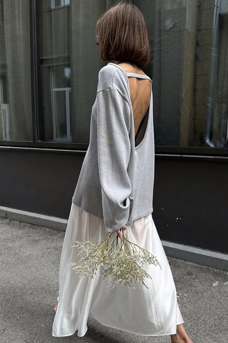 Jersey mujer oversize espalda abierta manga larga - Mireya
