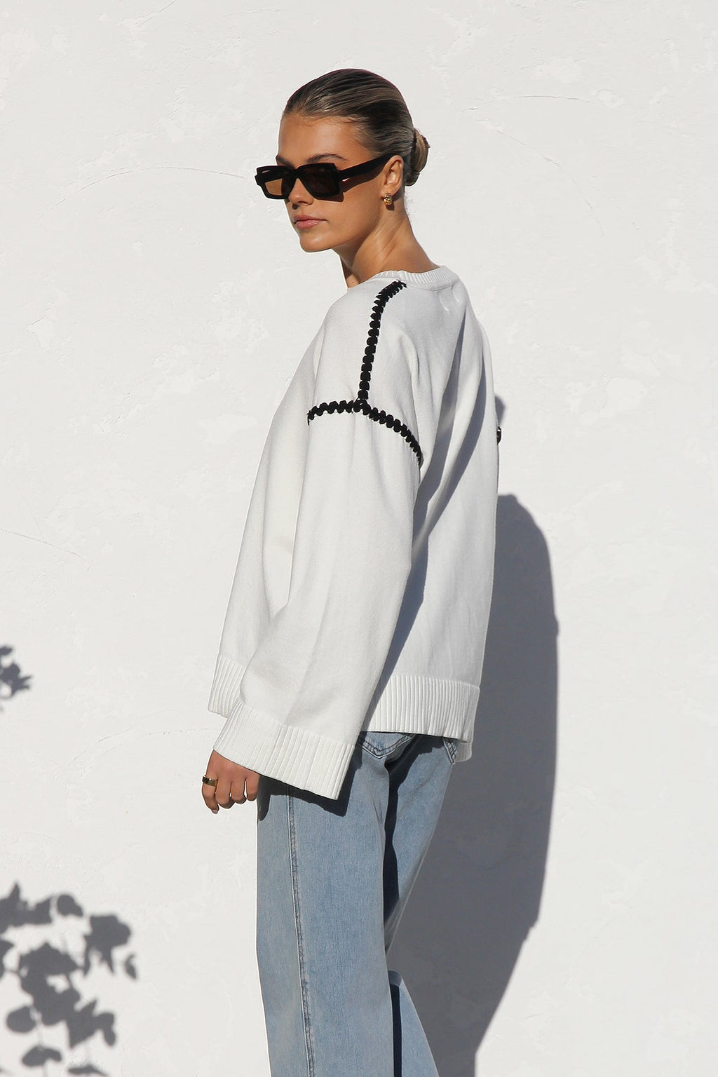 Jersey mujer oversize rayas cuello alto - Ottilie