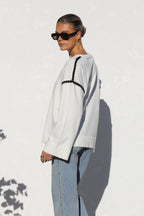 Jersey mujer oversize rayas cuello alto - Ottilie