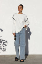 Jersey mujer oversize rayas cuello alto - Ottilie