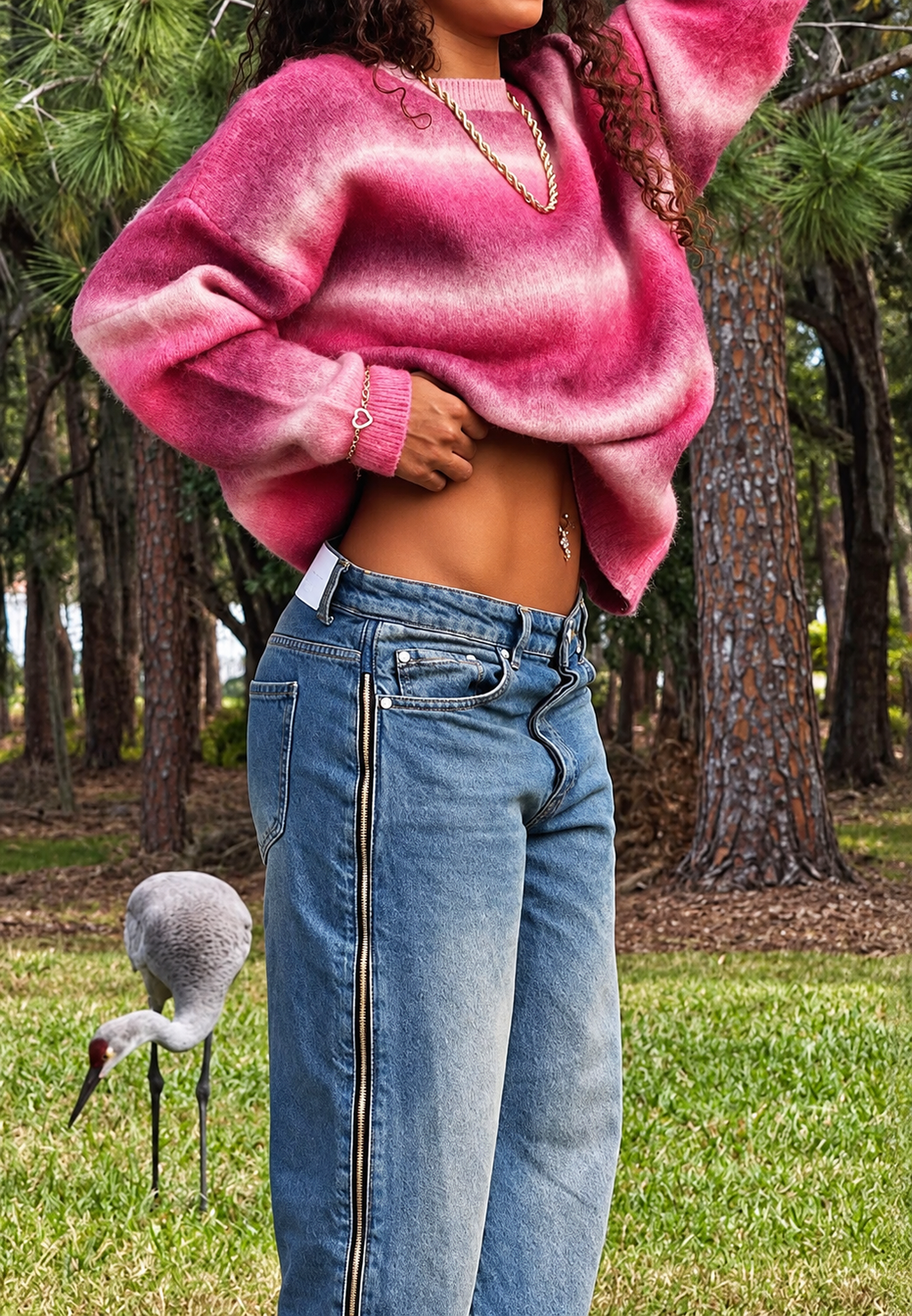 Jersey mujer punto efecto degradado rayas difuminadas cuello redondo - Rakel