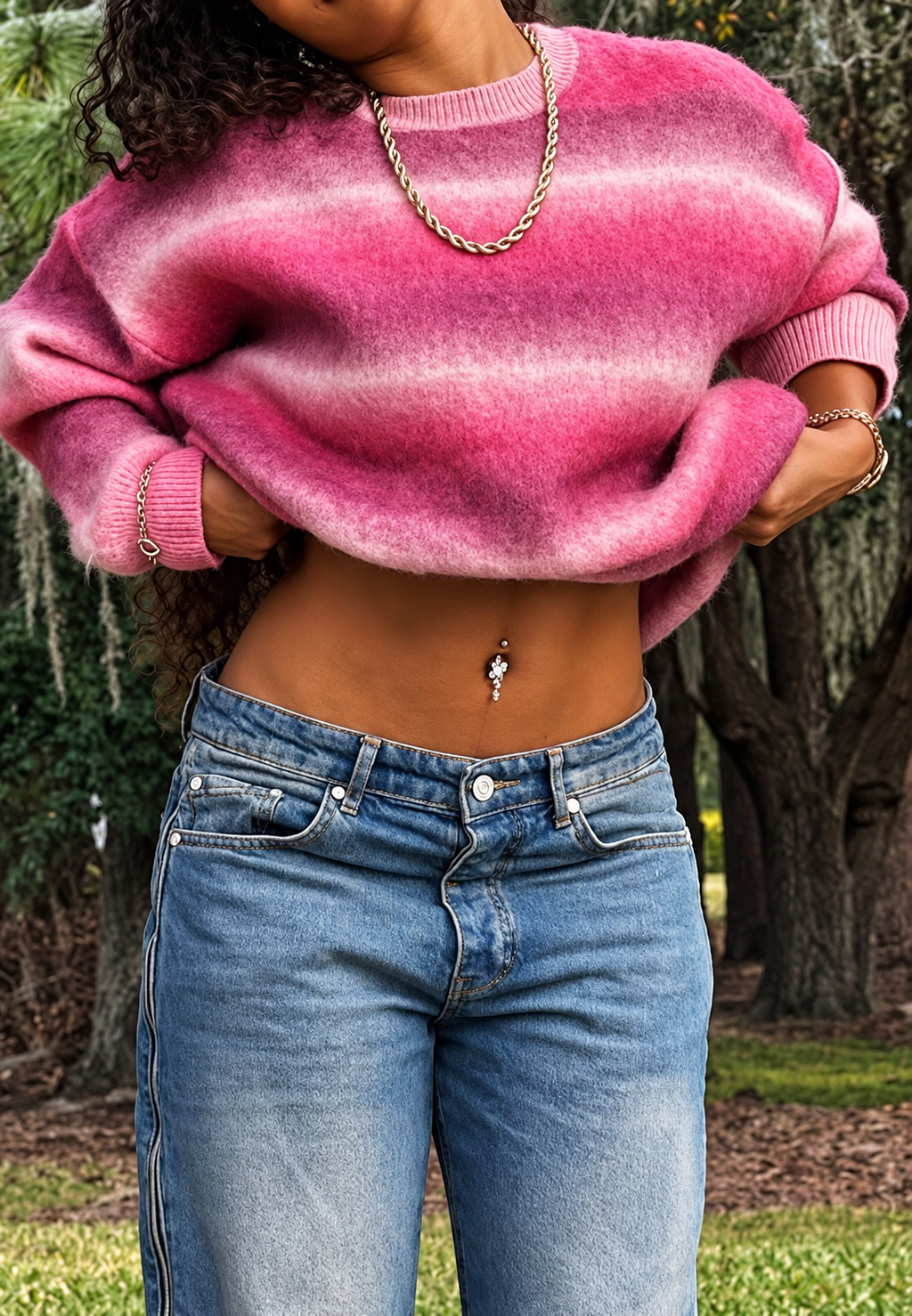 Jersey mujer punto efecto degradado rayas difuminadas cuello redondo - Rakel
